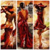  Девушки в красном  комплект из трех картин 20*40 см - Арт-Декор. Продажа художественных изделий оптом и розницу