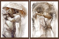 Пара под зонтом комплект из двух картин 30*40 см - Арт-Декор. Продажа художественных изделий оптом и розницу