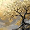 Скалы. Дерево 80*80см с поталью и дорисовкой  - Арт-Декор. Продажа художественных изделий оптом и розницу