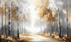 Березовая роща 60*90см с поталью и дорисовкой - Арт-Декор. Продажа художественных изделий оптом и розницу