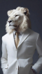 Декобокс. Белый лев в костюме 50*70см - Арт-Декор. Продажа художественных изделий оптом и розницу