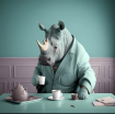 Декобокс. Носорог в костюме 50*70см - Арт-Декор. Продажа художественных изделий оптом и розницу