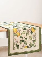 Лимоны Амальфи зеленый бордюр Салфетка 44х140 см - Арт-Декор. Продажа художественных изделий оптом и розницу