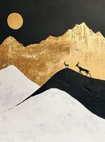 Оленьи горы 2 30*40см с поталью - Арт-Декор. Продажа художественных изделий оптом и розницу