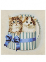 Котята в коробке полоска синий бант 45*45 - Арт-Декор. Продажа художественных изделий оптом и розницу