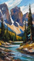 Река и горы 50*70см с дорисовкой - Арт-Декор. Продажа художественных изделий оптом и розницу
