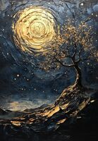 Темная ночь 2 30*40см с поталью - Арт-Декор. Продажа художественных изделий оптом и розницу