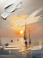 Морской закат 50*70см с дорисовкой - Арт-Декор. Продажа художественных изделий оптом и розницу