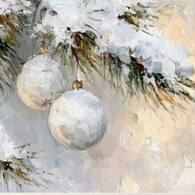 Елочные шары 3 25*25 с блестками и дорисовкой - Арт-Декор. Продажа художественных изделий оптом и розницу