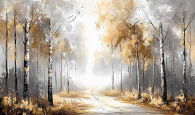 Березовая роща 60*90см с поталью и дорисовкой - Арт-Декор. Продажа художественных изделий оптом и розницу