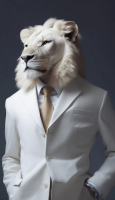 Декобокс. Белый лев в костюме 40*50см - Арт-Декор. Продажа художественных изделий оптом и розницу