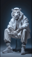Декобокс. Белый тигр в спортивном костюме 40*50см - Арт-Декор. Продажа художественных изделий оптом и розницу