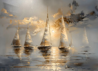 Яхты 50*70 см с дорисовкой и поталью - Арт-Декор. Продажа художественных изделий оптом и розницу