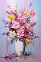 Ваза розовых цветов 50*70см с дорисовкой - Арт-Декор. Продажа художественных изделий оптом и розницу