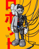 Декобокс. Kaws робот на желтом фоне 40*50см  - Арт-Декор. Продажа художественных изделий оптом и розницу