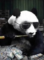Декобокс. Крутая панда 40*50см с поталью - Арт-Декор. Продажа художественных изделий оптом и розницу