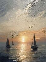 Регата 50*70 см с дорисовкой и поталью - Арт-Декор. Продажа художественных изделий оптом и розницу