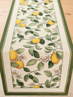 Лимоны Амальфи зеленый бордюр Салфетка 44х140 см - Арт-Декор. Продажа художественных изделий оптом и розницу