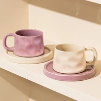 Чайная пара керамическая Лиловая на белом 300мл - Арт-Декор. Продажа художественных изделий оптом и розницу