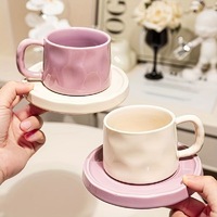 Чайная пара керамическая Лиловая на белом 300мл - Арт-Декор. Продажа художественных изделий оптом и розницу