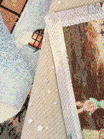 Новогодний вечер бежевый фон Снежинки Салфетка 44х140 см  - Арт-Декор. Продажа художественных изделий оптом и розницу