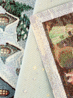 Новогодний вечер голубой фон Снежинки Салфетка 44х140 см  - Арт-Декор. Продажа художественных изделий оптом и розницу