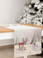 Олененок с птичкой Снеговик Салфетка 44х140 см  - Арт-Декор. Продажа художественных изделий оптом и розницу