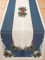 Рождественское кружево Синий Салфетка 44х140 см  - Арт-Декор. Продажа художественных изделий оптом и розницу