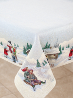 Рождество в Альпах Снеговик Салфетка 100х100 см  - Арт-Декор. Продажа художественных изделий оптом и розницу