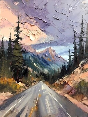 Дорога в горах 50*70см с дорисовкой - Арт-Декор. Продажа художественных изделий оптом и розницу