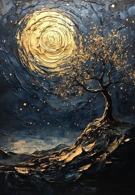 Темная ночь 2 30*40см с поталью - Арт-Декор. Продажа художественных изделий оптом и розницу