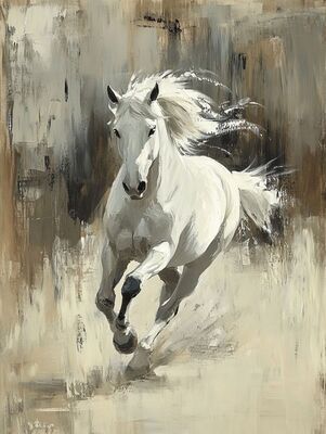 Белая лошадь 40*50см с дорисовкой - Арт-Декор. Продажа художественных изделий оптом и розницу