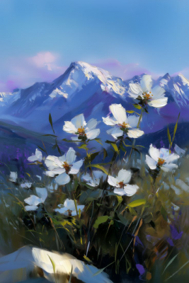 Эдельвейсы 50*70см с дорисовкой - Арт-Декор. Продажа художественных изделий оптом и розницу