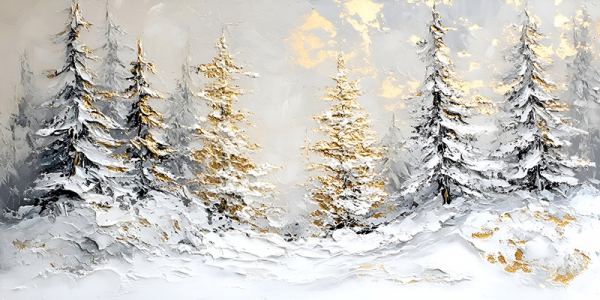 Зимний лес 130*70см с поталью и дорисовкой - Арт-Декор. Продажа художественных изделий оптом и розницу