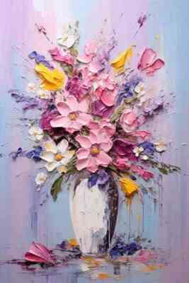 Ваза розовых цветов 50*70см с дорисовкой - Арт-Декор. Продажа художественных изделий оптом и розницу