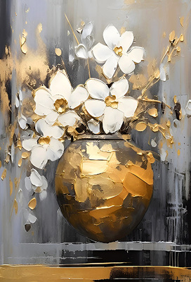 Круглая ваза 30*40см с поталью - Арт-Декор. Продажа художественных изделий оптом и розницу