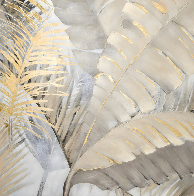 Тропические листья 80*80 см с дорисовкой и поталью - Арт-Декор. Продажа художественных изделий оптом и розницу
