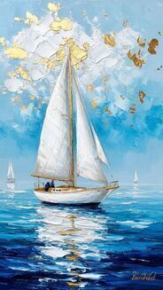 Парусник в море 30*40см с поталью - Арт-Декор. Продажа художественных изделий оптом и розницу